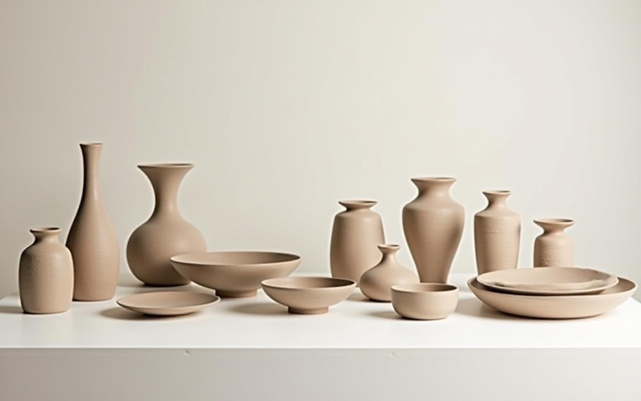 Table showcasing finished Verve Ceramics, waiting for shipment